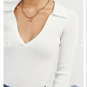 NWT Dissh Fenton white collared sleeves top